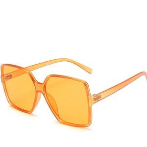 Transparent Orange Frame Orange Lens Square Oversize Sunglasses SALE 2 FOR 15